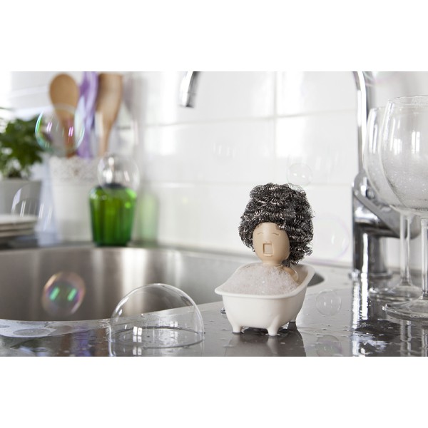 Tapas Blancas con Esponja - Set de Gadgets de Cocina - Guarda Estropajos  Fregadero | Estropajero Blanco de Ceramica 13 x 10 cm