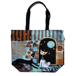Bolsa con asas - SHOPPER LARGE WACHTMEISTER FLOWERS AND STRIPES