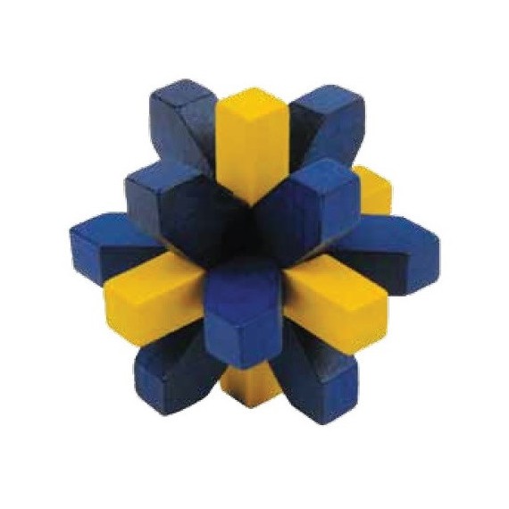 Puzzle - IQ-TEST BAMBOO PUZZLE CRYSTAL COLOUR BLUE - YELLOW