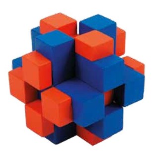 Puzzle - IQ-TEST BAMBOO PUZZLECUBE CROSS COLOUR BLUE  ORANGE